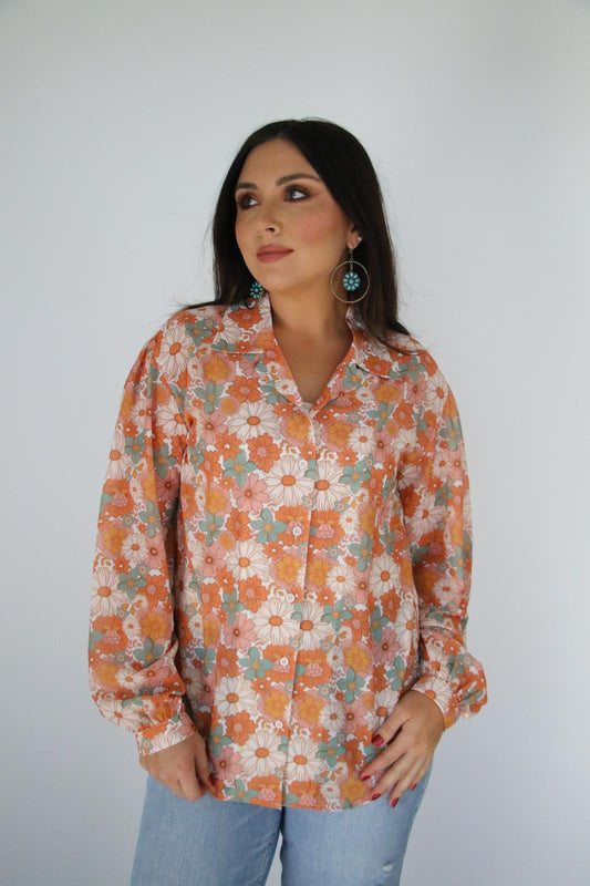 TH2780 ORANGE TURQ RETRO FLORAL(7 Pieces)