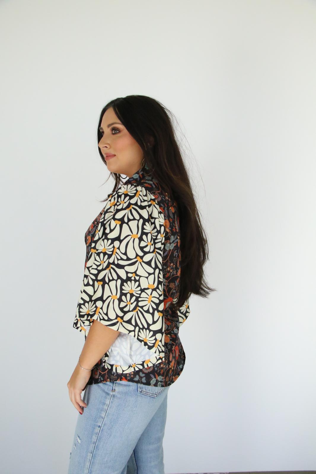 TH102 2F MIXED PEARL SNAP -BLACK FLORAL (7 Piece)