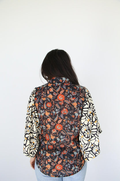 TH102 2F MIXED PEARL SNAP -BLACK FLORAL (7 Piece)