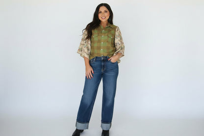 TH102 S207 MIXED GREEN GINGHAM(1 Piece)