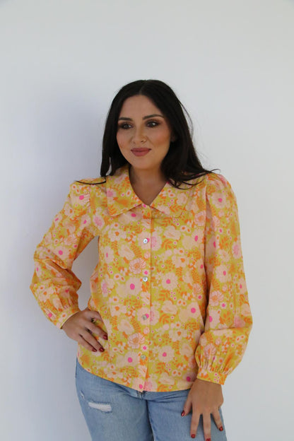 TH2782 SUNSHINE FLORAL COLLAR BLOUSE