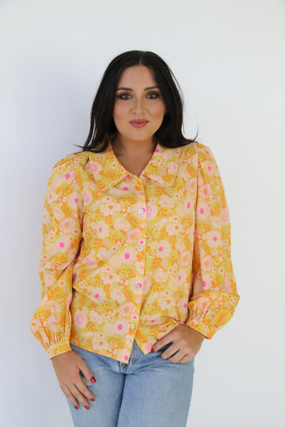 TH2782 SUNSHINE FLORAL COLLAR BLOUSE