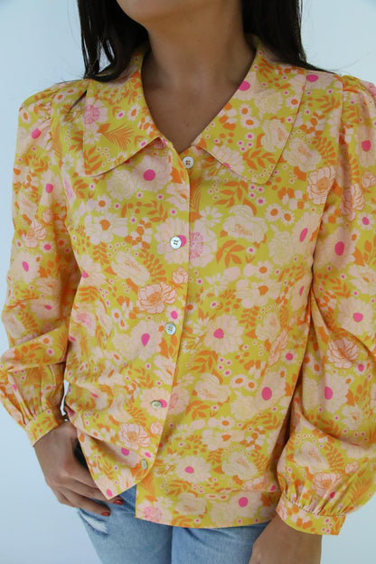 TH2782 SUNSHINE FLORAL COLLAR BLOUSE