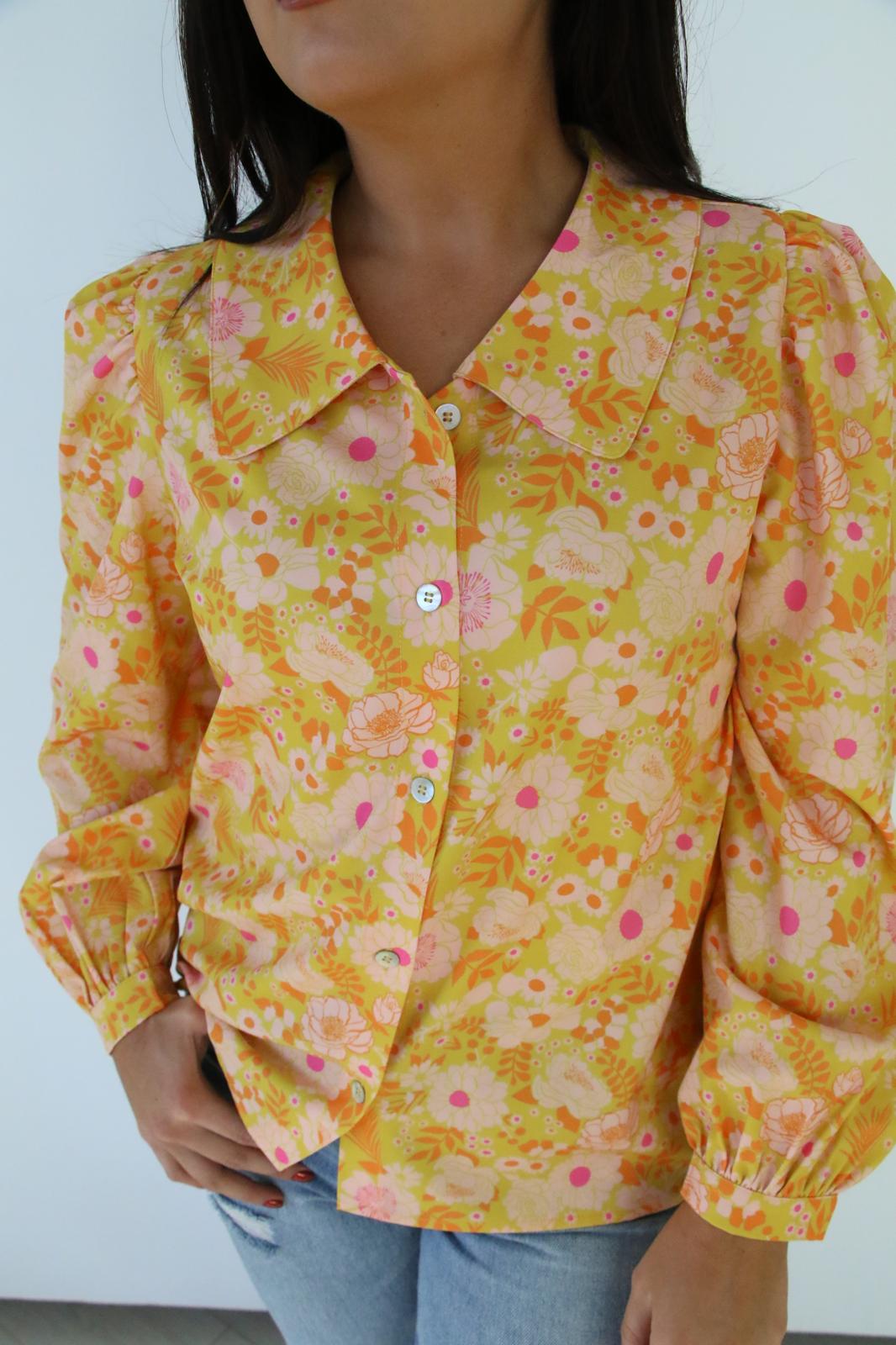 TH2782 SUNSHINE FLORAL COLLAR BLOUSE