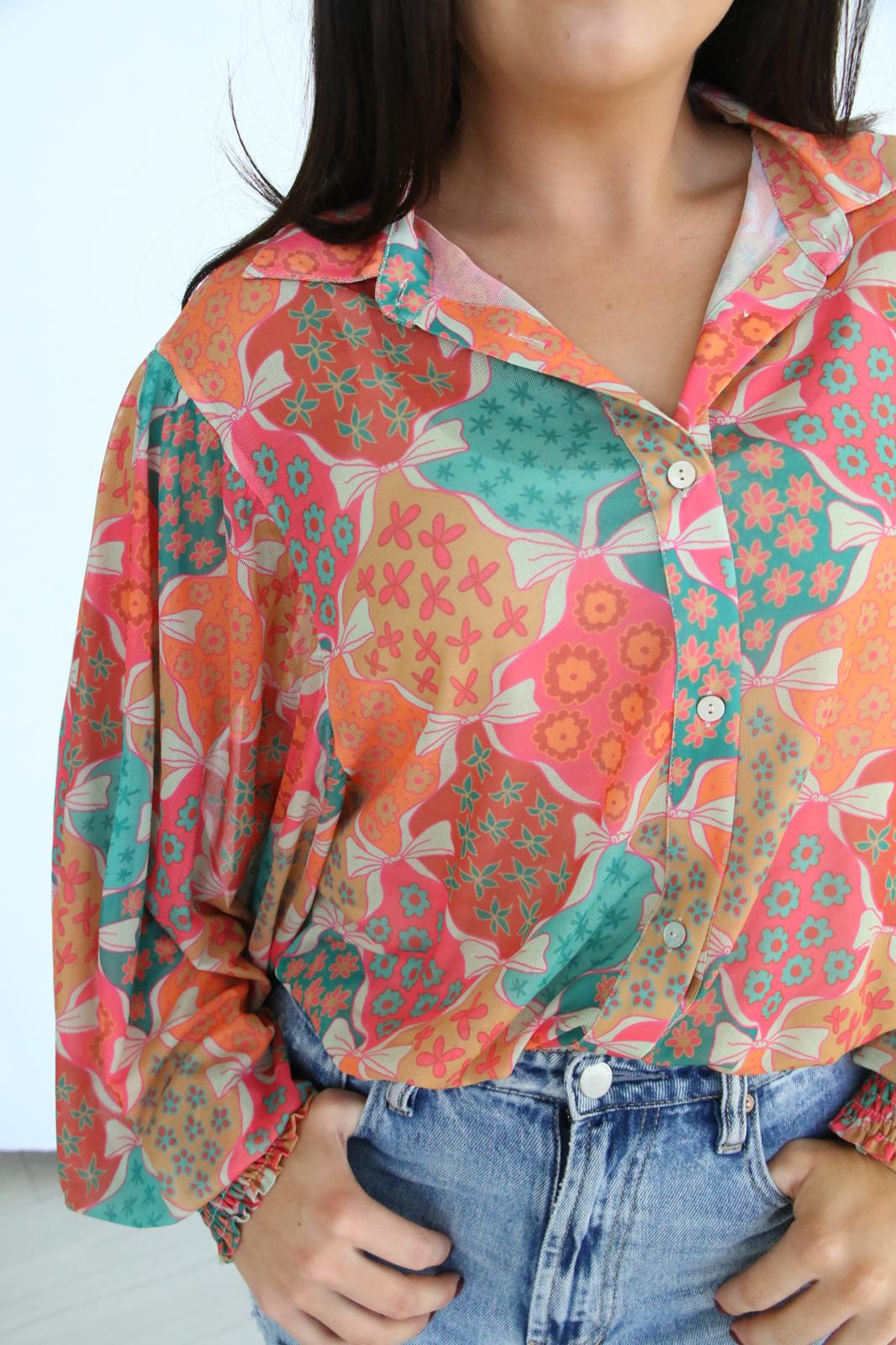 TH23 S141 BOW MESH TOP (1 Piece)