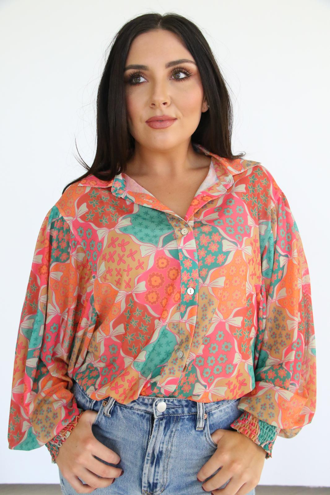 TH23 S141 BOW MESH TOP (1 Piece)