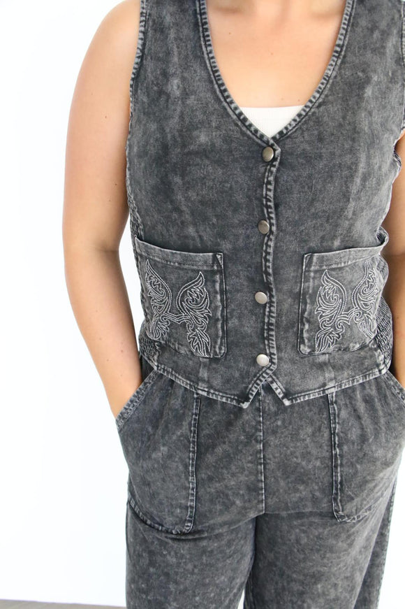 TH8324 VINTAGE WASH VEST WITH STITCH (7)