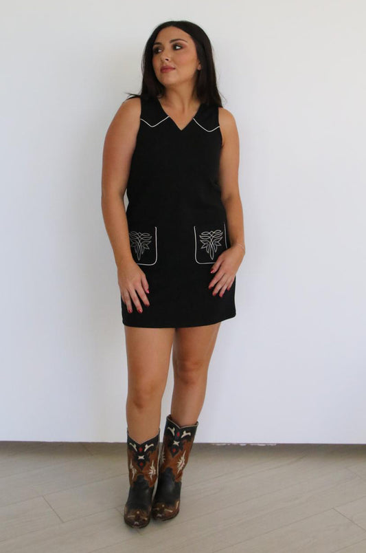 TH1407A- HEMP Black Shift Dress (7 Piece)