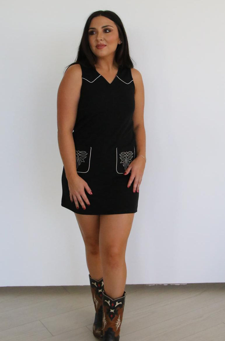 TH1407A- HEMP Black Shift Dress (7 Piece)