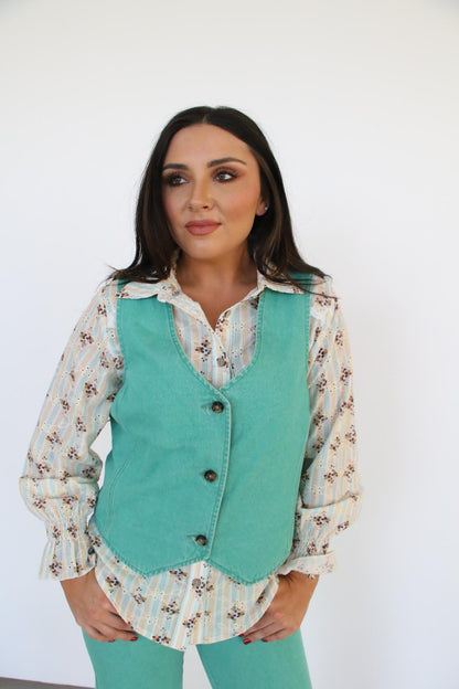 TH75 S182 Floral RUFFLE TOP (1 Pieces)