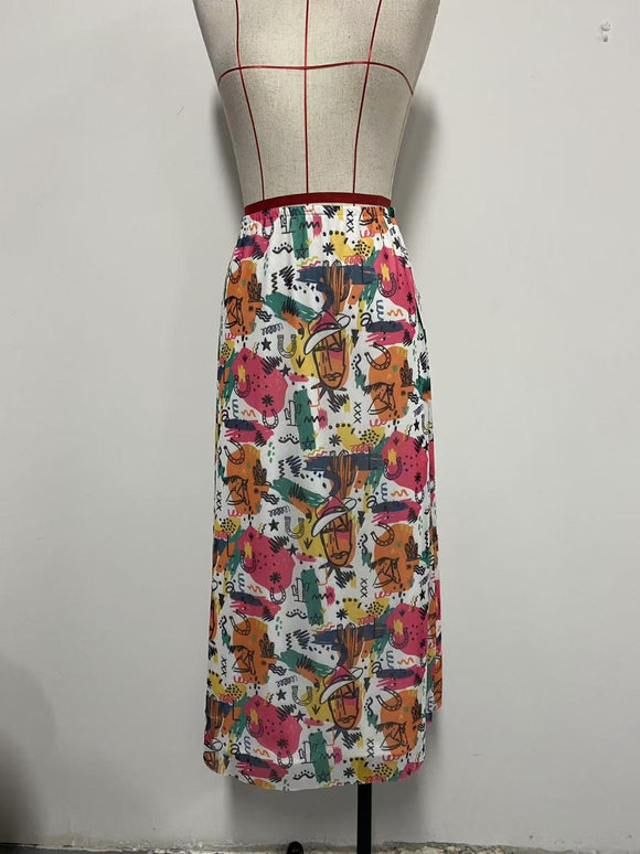 TH401 80'S WESTERN MESH MAXI SKIRT (7 Piece)