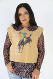 TH12230 COLLAR MESH TOP CHEETAH