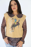 TH12230 COLLAR MESH TOP CHEETAH