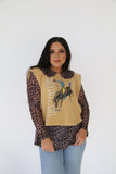 TH12230 COLLAR MESH TOP CHEETAH