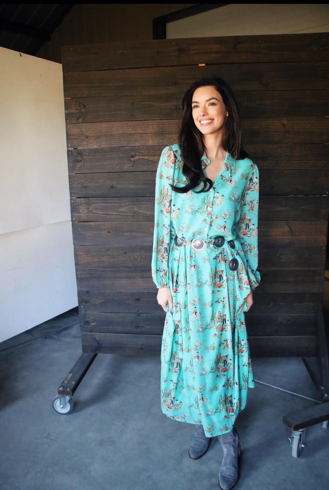 TH6215 59F TURQUOISE WAGON DRESS (7 Piece)