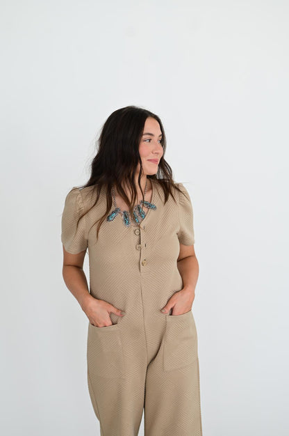 TH88 S175 TAUPE QUILTED JUMPER (1 Piece)