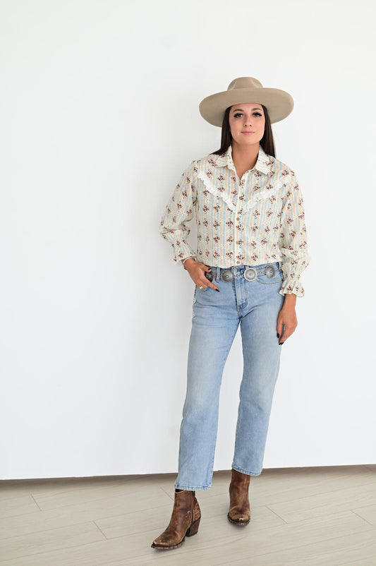 TH75 S182 Floral RUFFLE TOP (1 Pieces)