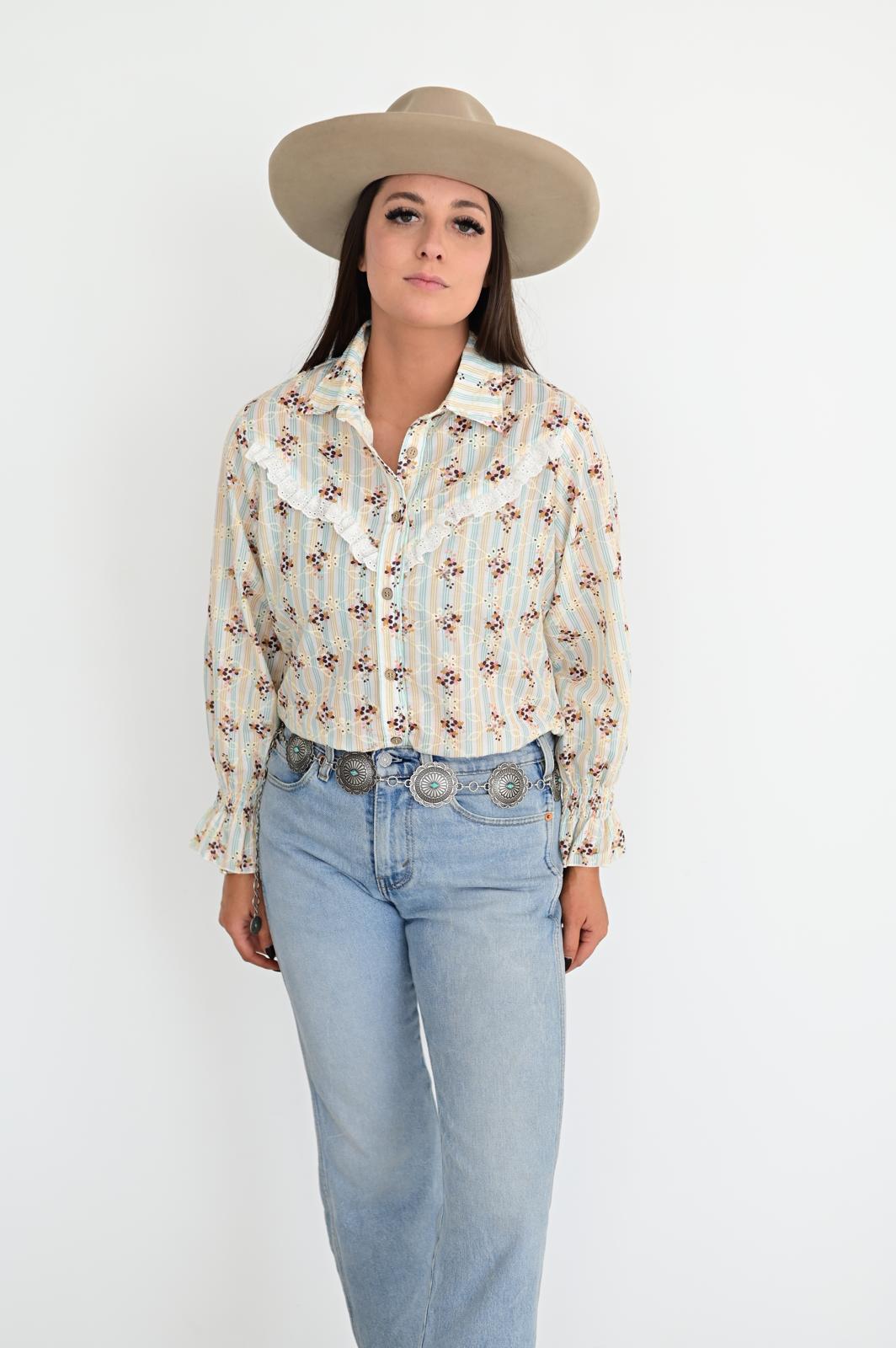 TH75 S182 Floral RUFFLE TOP (1 Pieces)