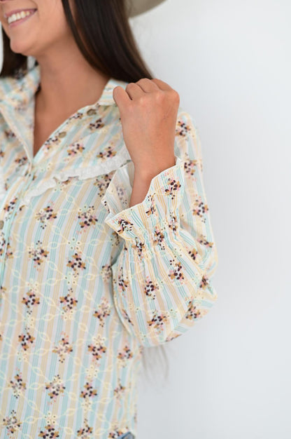 TH75 S182 Floral RUFFLE TOP (1 Pieces)