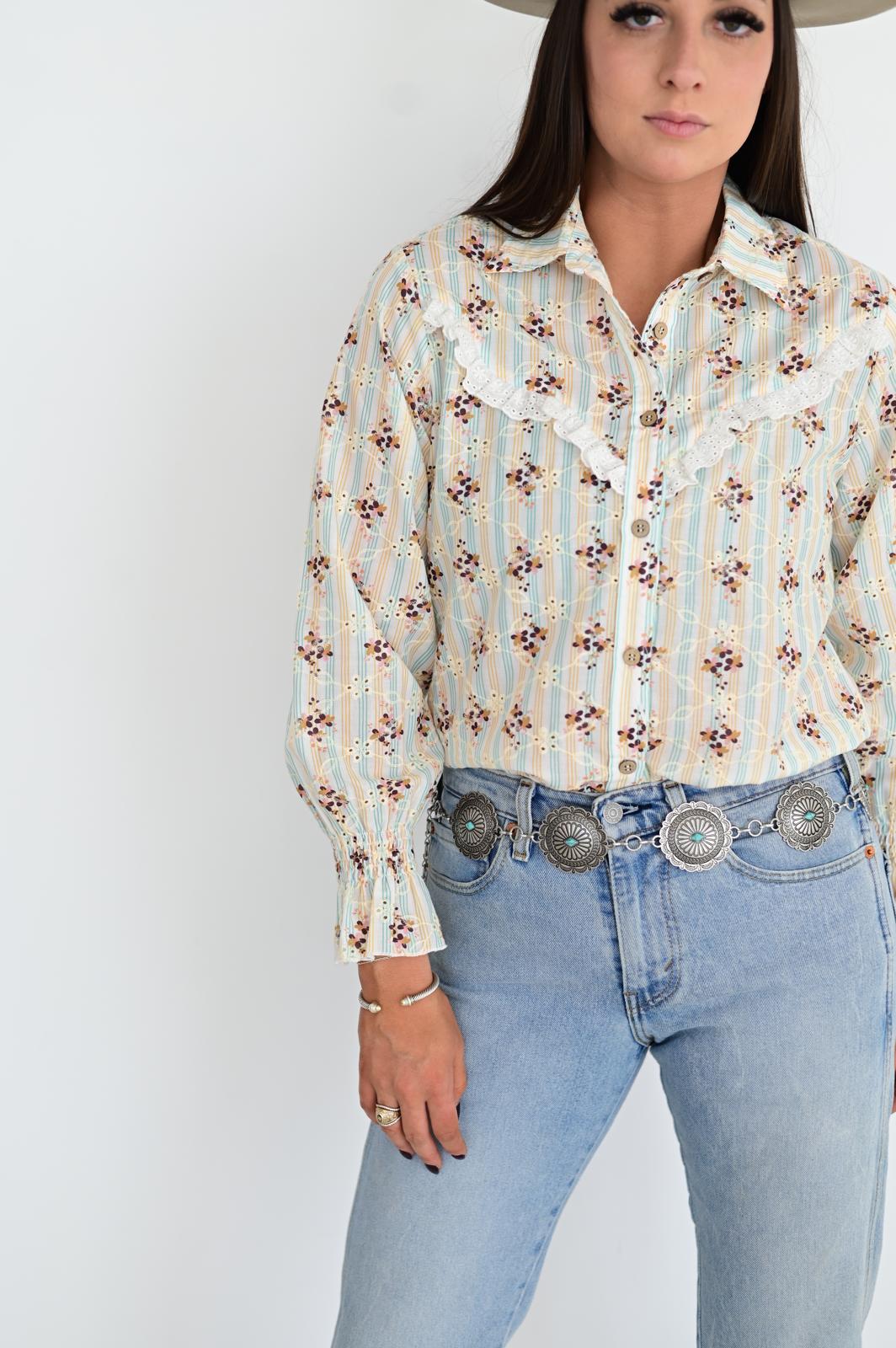 TH75 S182 Floral RUFFLE TOP (1 Pieces)