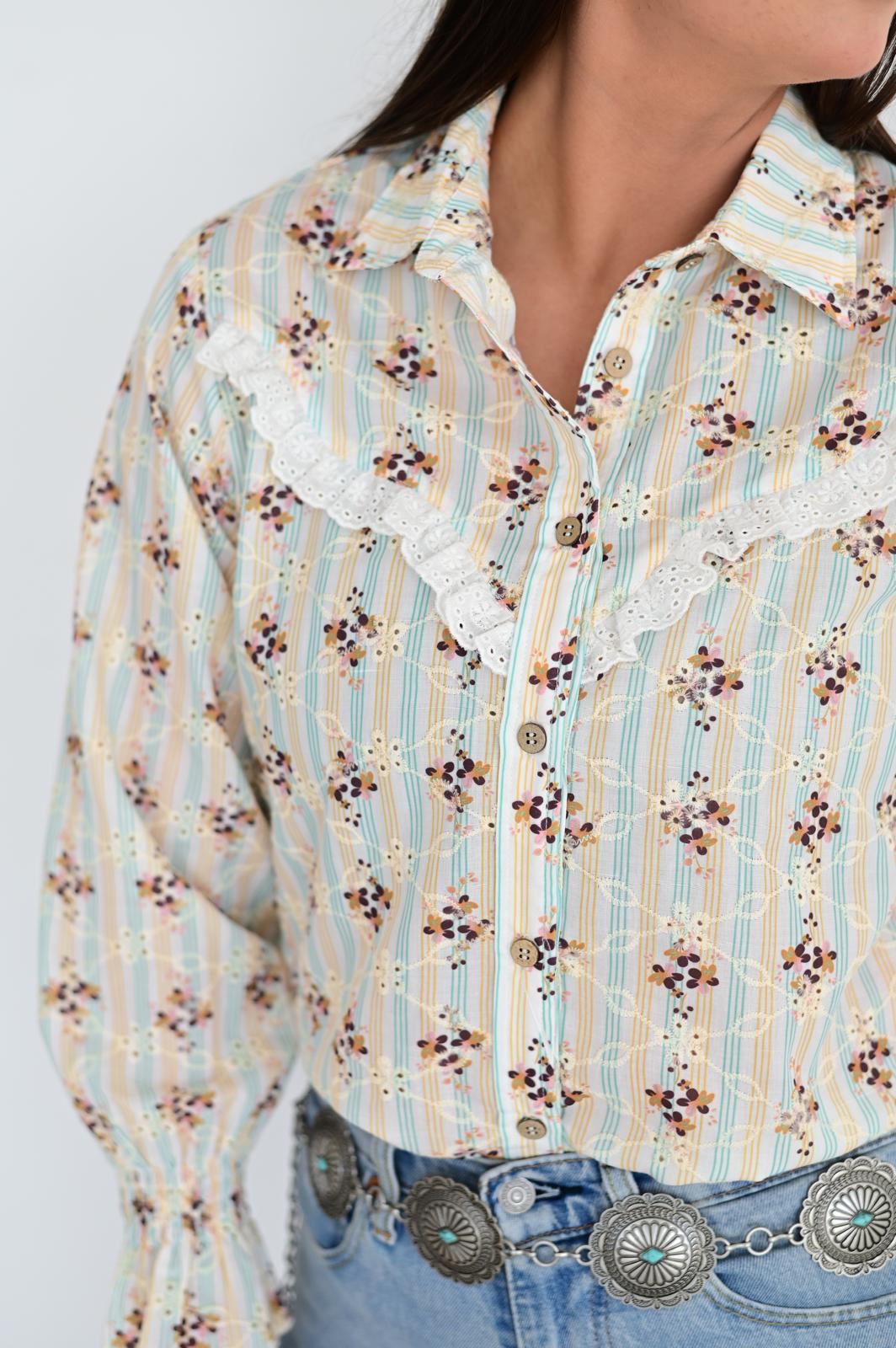 TH75 S182 Floral RUFFLE TOP (1 Pieces)