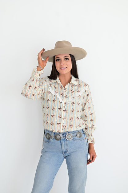 TH75 S182 Floral RUFFLE TOP (1 Pieces)