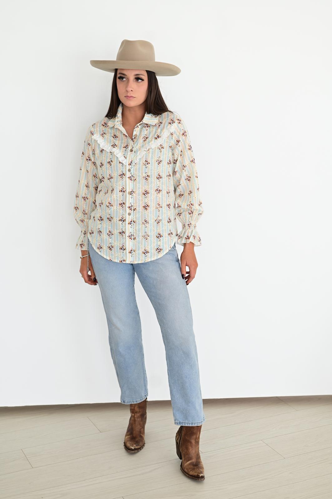 TH75 S182 Floral RUFFLE TOP (1 Pieces)