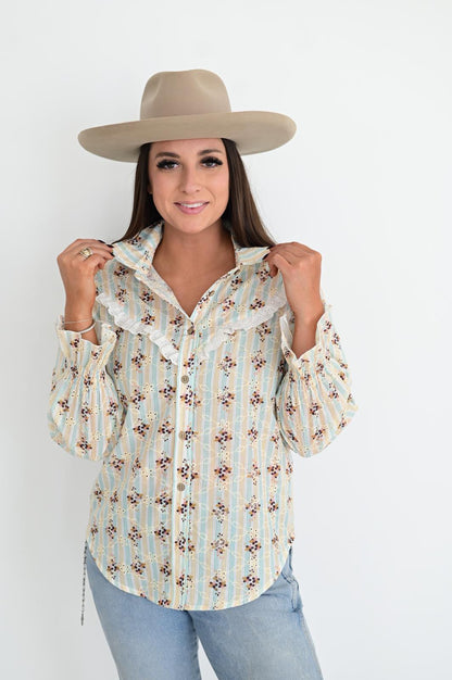 TH75 S182 Floral RUFFLE TOP (1 Pieces)