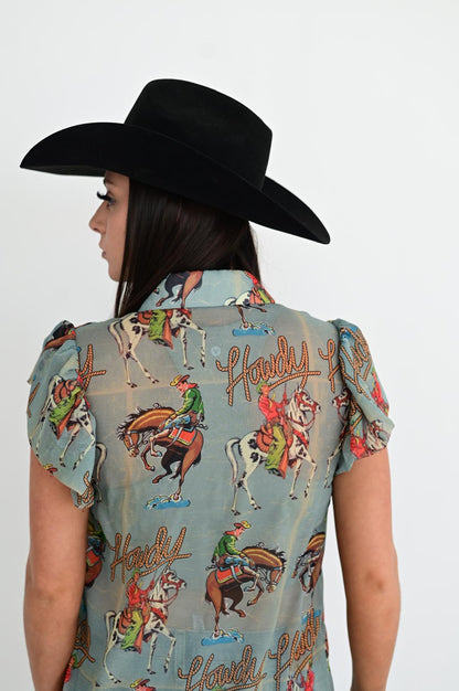 TH199 HOWDY FLUTTER SLEEVE BLOUSE (7 Piece)