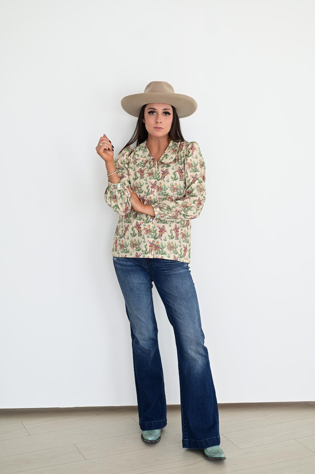 TH2782 RETRO CACTUS COWBOY BLOUSE (7 Piece)