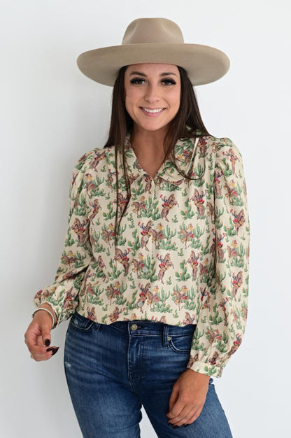 TH2782 RETRO CACTUS COWBOY BLOUSE (7 Piece)