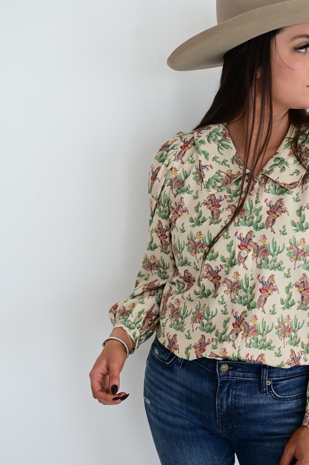 TH2782 RETRO CACTUS COWBOY BLOUSE (7 Piece)
