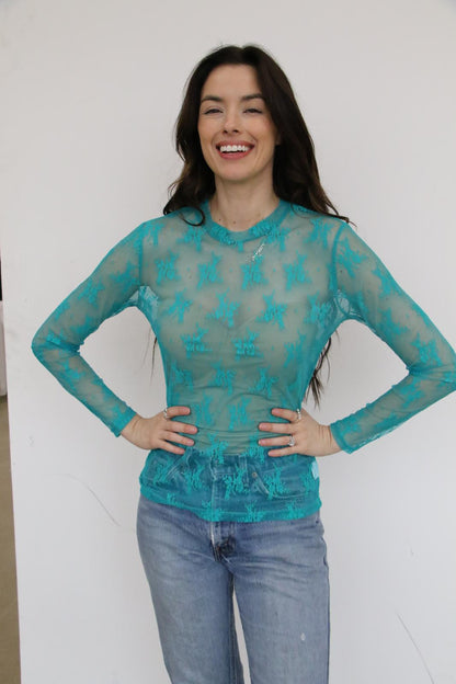 TH1221 LACE TOPS TURQ  (7 Piece)