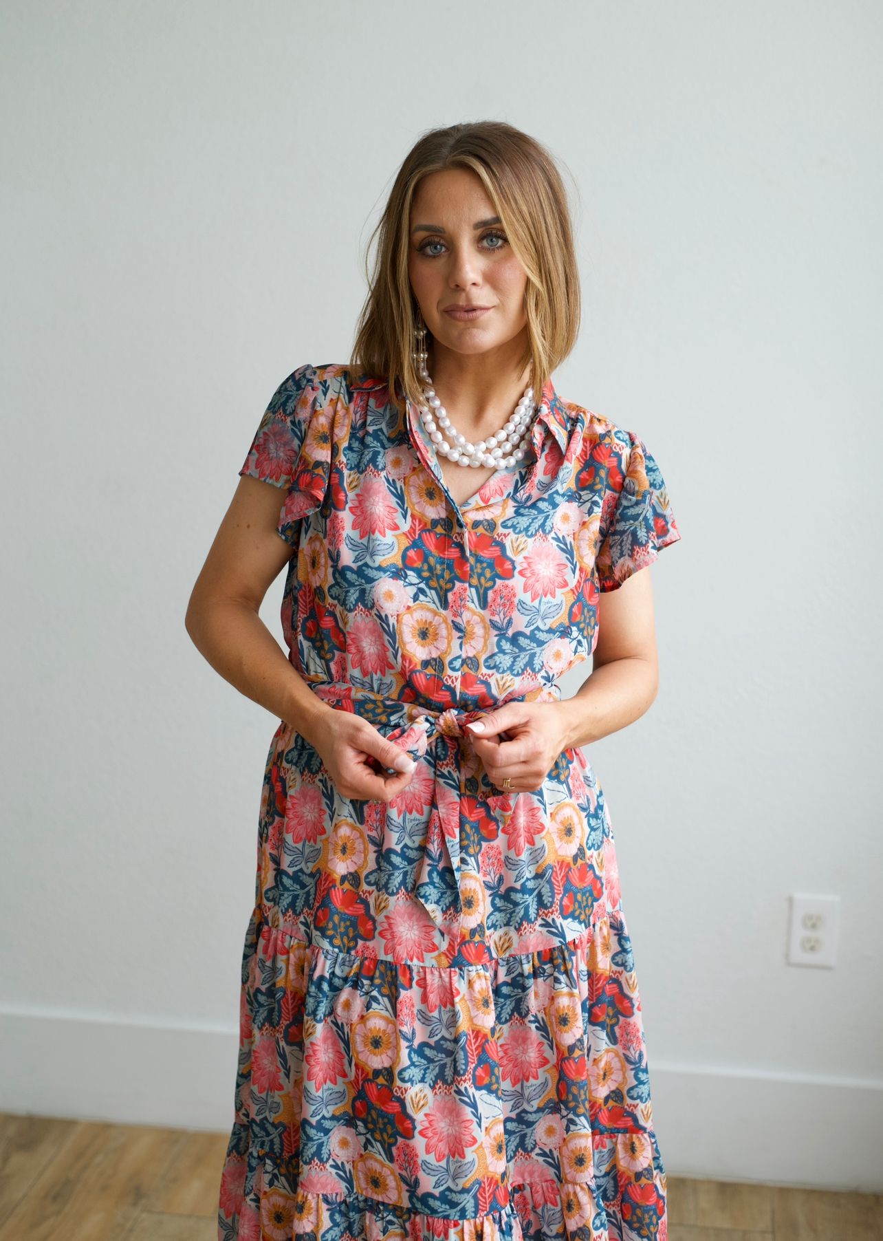 TH83 FLUTTER SLEEVE DRESS VINTAGE POPPIE (7 Piece)