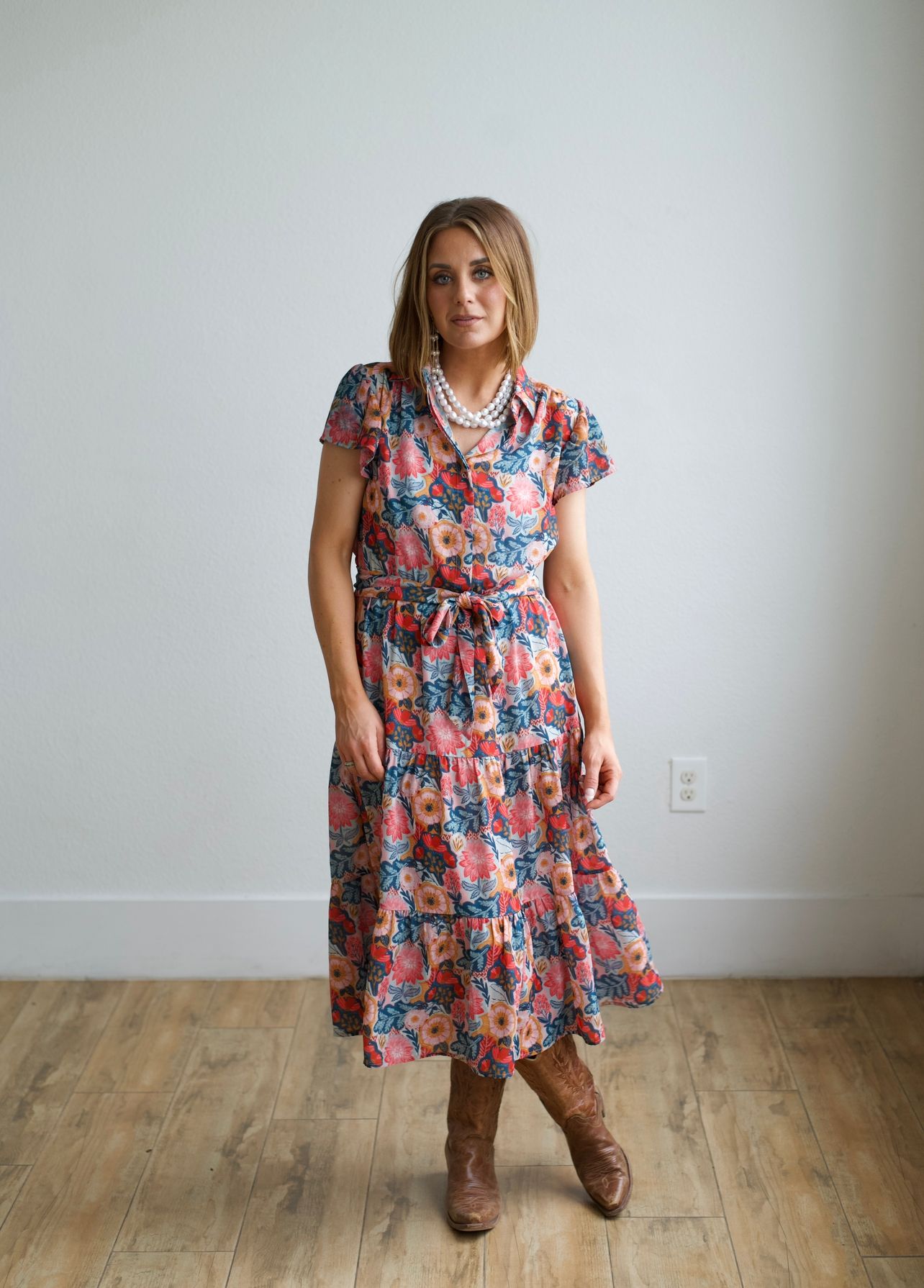 TH83 FLUTTER SLEEVE DRESS VINTAGE POPPIE (7 Piece)