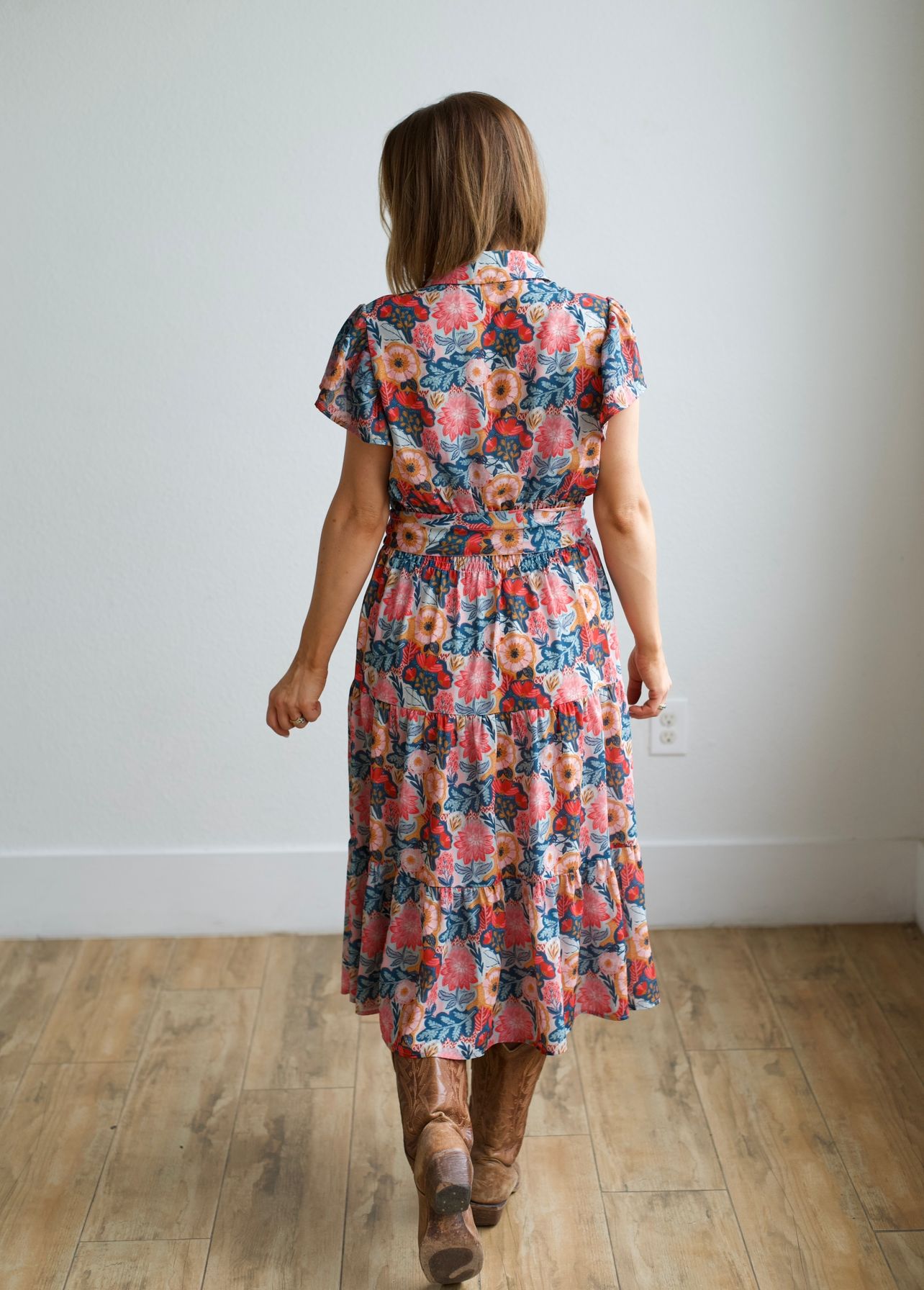 TH83 FLUTTER SLEEVE DRESS VINTAGE POPPIE (7 Piece)