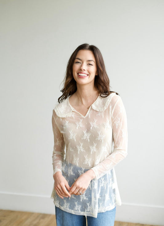 TH73 COLLAR LACE TOP IVORY (7 Piece)
