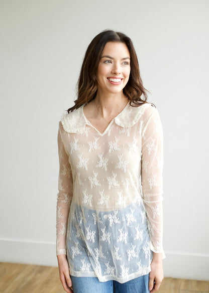 TH73 COLLAR LACE TOP IVORY (7 Piece)