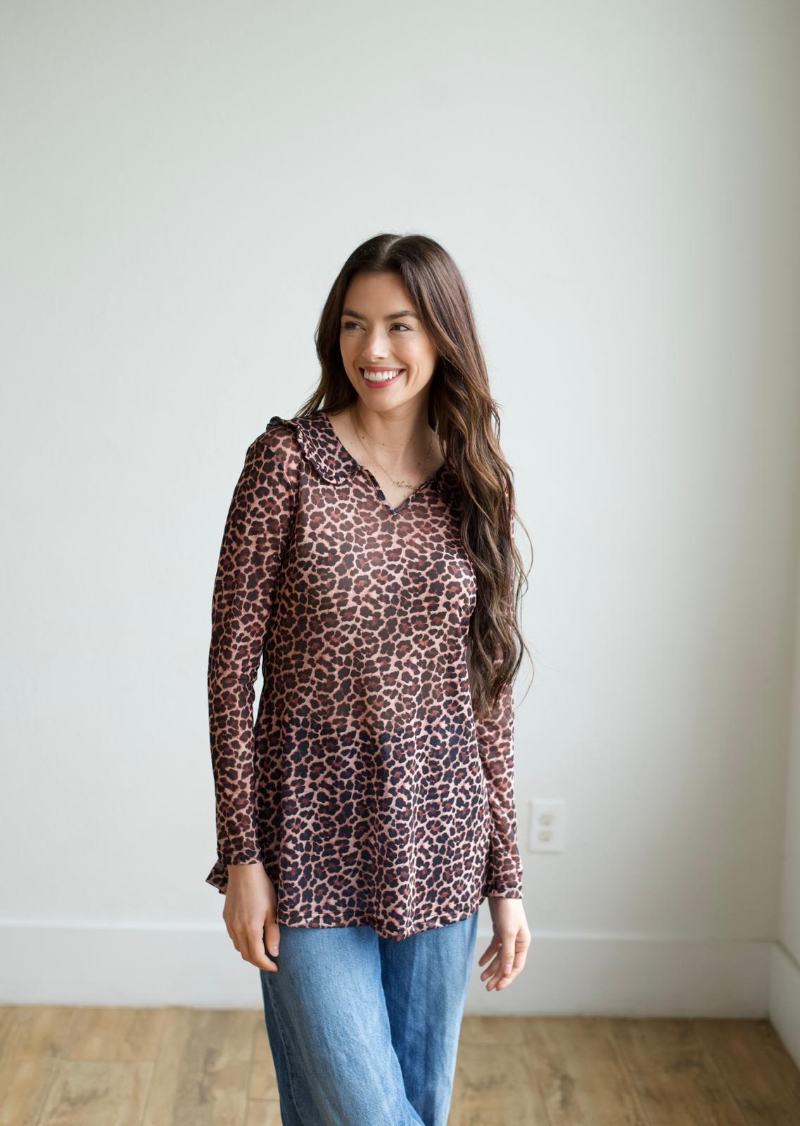 TH73 S212 COLLAR MESH TOP CHEETAH (1 Piece)