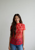TH1224 RED LACE SHORT SLEEVE TOPS (7 Piece)