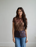 TH1224 BROWN LACE SHORT SLEEVE TOPS (7 Piece)