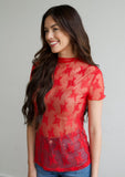 TH1224 RED LACE SHORT SLEEVE TOPS (7 Piece)