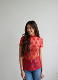 TH1224 RED LACE SHORT SLEEVE TOPS (7 Piece)