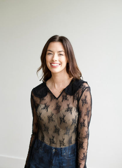 TH73 COLLAR LACE TOP BLACK (7 Piece)