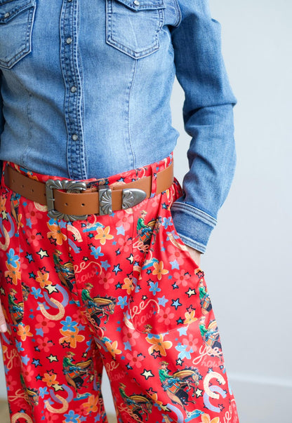 TH56 RED HORSESHOE COWBOY PANT  (7 Piece)