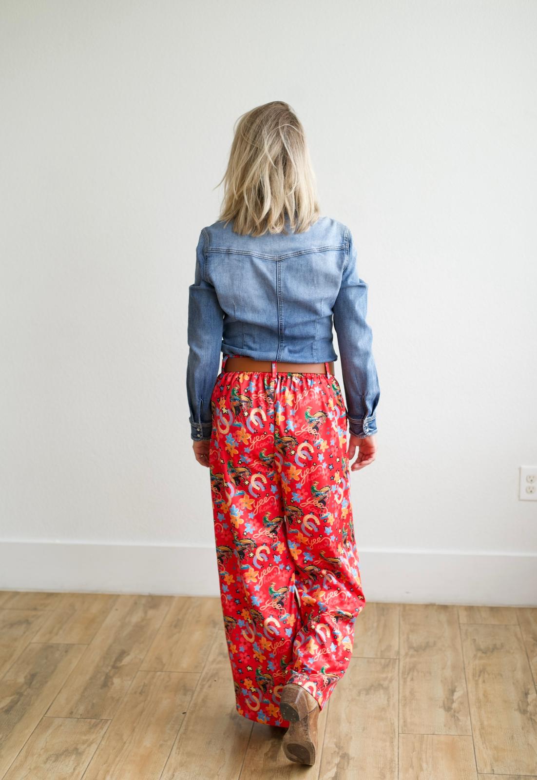 TH56 RED HORSESHOE COWBOY PANT  (7 Piece)