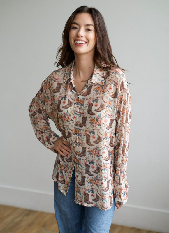 TH36 BOOT FLORAL MESH TOP