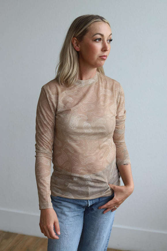 TH1221 WESTERN THINGS MESH TOP(7 Piece)
