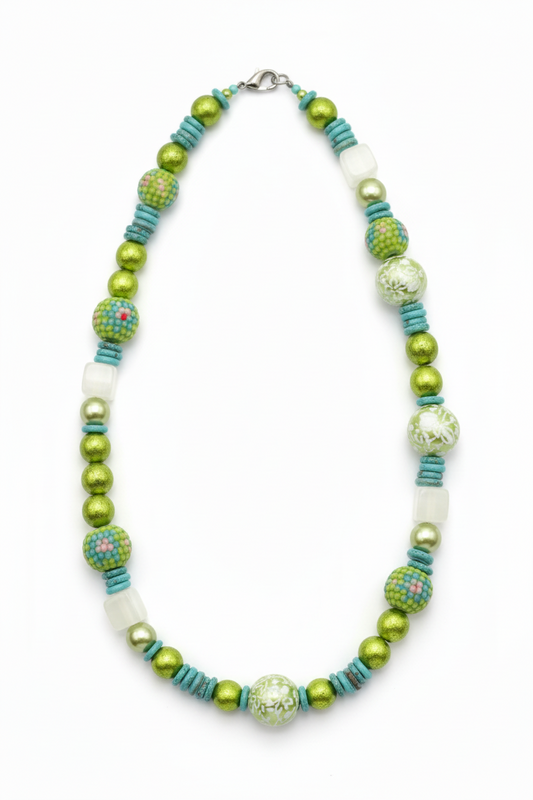 7267 N69 MIXED GREEN ARTISAN BEAD NL