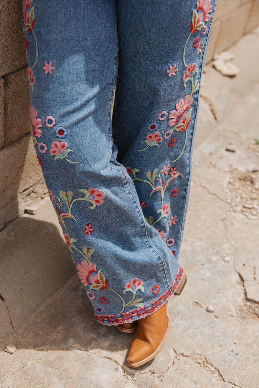 TH017 FLORAL EMBRODIERY JEAN (7 Piece)